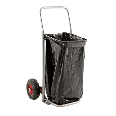 Chariot de nettoyage avec fixations pour sacs poubelle, balai, pelle,  gants, etc.