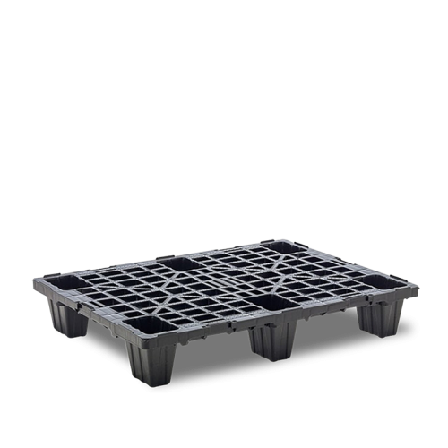 Demi-palette plastique 800 x 600 ajourée pour linéaires Demi-palette plastique 800 x 600 ajourée pour linéaires