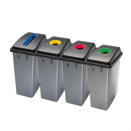 Poubelle de tri mobile couleur Jaune / Gris pour déchets emballages 110  litres