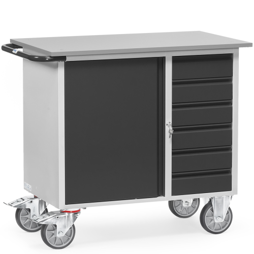 Chariot d'atelier avec 1 plateau et 1 armoire - Établi mobile - MAPO AG